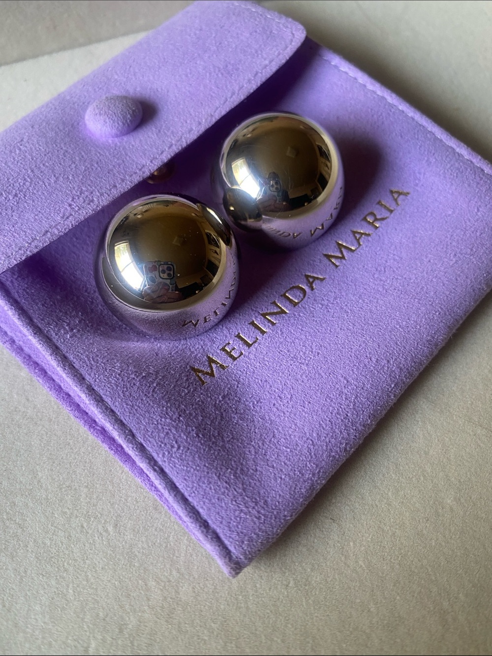 Melinda Maria Polished Silver Sphere Stud Earrings